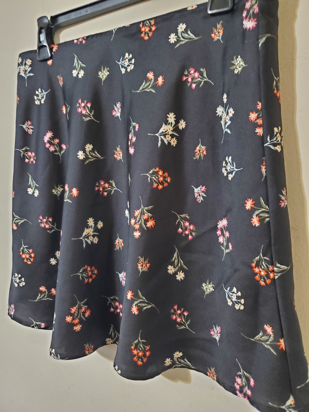 Y2k No Boundaries Black Floral Skater Skirt Mini Wildflower Sz Med